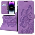 thumbnail image 1 of Dteck Wallet Case for Samsung Galaxy A53 5G, Women Butterfly Embossed PU Leather Stand Card Slots Wrist Strap Flip Folio Cover for Galaxy A53 5G,Purple, 1 of 6