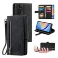 thumbnail image 1 of Dteck Wallet Case for Samsung Galaxy A56 5G, Shockproof Zipper Wallet Pocket 9 Card Holder Slots Handbag Case Magnetic Closure Kickstand with Wrist Strap TPU Flip Cover,Black, 1 of 8