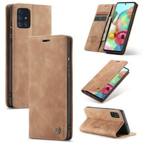 Dteck Wallet Case For Samsung Galaxy A71 2020 (not Fit A70), Premium PU Leather Wallet case Magnetic Flip Folio [Kickstand Feature] with ID&Credit Card Pockets,Brown