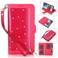 thumbnail image 1 of Dteck Wallet Case For Samsung Galaxy A71 (4G), Luxury Glitter Bling PU Leatether Zipper Purse Wallet Case with Built-in 9 Card Slots / Hand Strap, Rose, 1 of 6