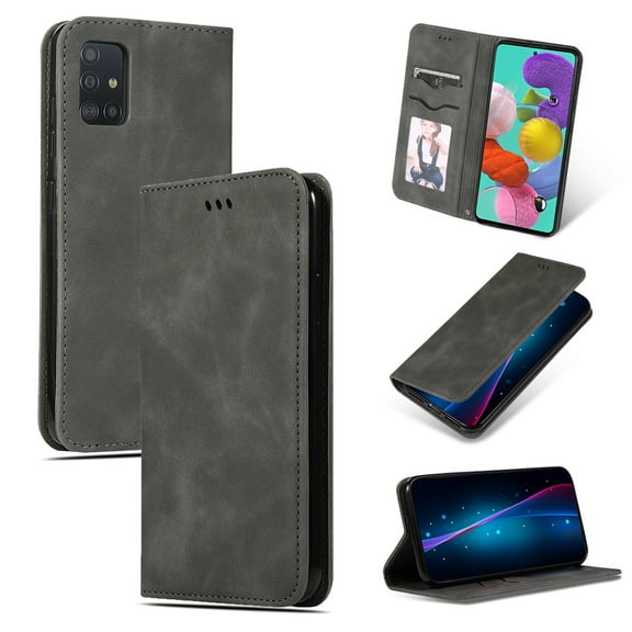 Dteck Wallet Case For Samsung Galaxy A71 5G, Premium Smooth PU Leather Wallet case Magnetic Flip Folio [Kickstand Feature] with ID&Credit Card Pockets,gray