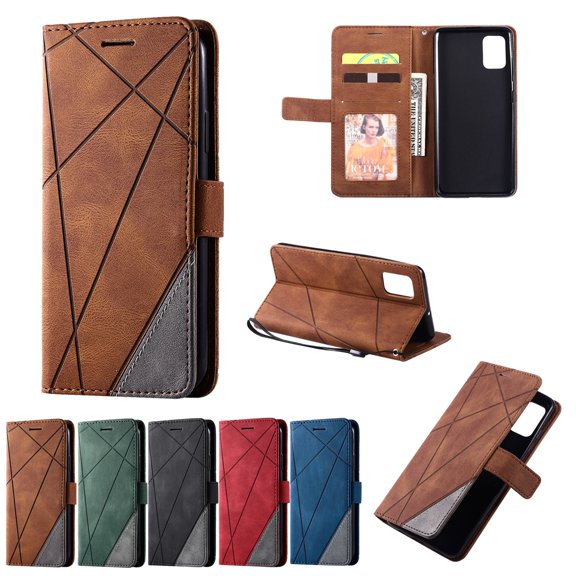 Dteck Wallet Case For Samsung Galaxy A71, Premium Smooth Bi-Color PU Leather Wallet case Magnetic Flip Folio [Kickstand Feature] with ID&Credit Card Pockets,Brown/Gray
