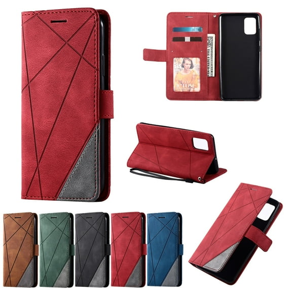 Dteck Wallet Case For Samsung Galaxy A71, Premium Smooth Bi-Color PU Leather Wallet case Magnetic Flip Folio [Kickstand Feature] with ID&Credit Card Pockets,Red/Gray