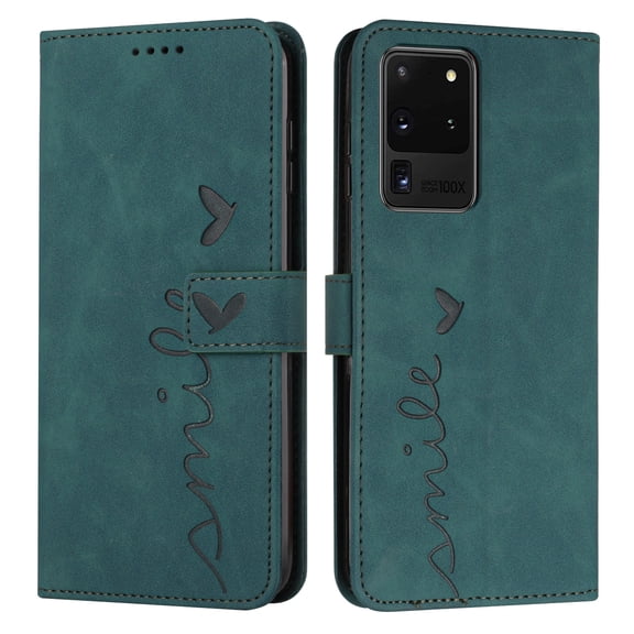 Dteck Wallet Case for Samsung Galaxy S20 Ultra 6.9 Inch, PU Leather with Embossed Pattern  Card Slots & Cash Pockge Kick Stand Scratchproof  Splash-proof CaseFor Samsung Galaxy S20 Ultra, Green