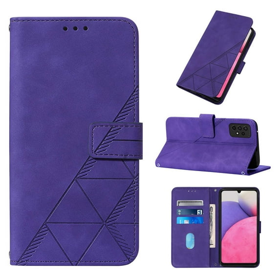 Dteck Wallet Case for Samsung Galaxy S21 FE,Embossed Pattern PU Leather Purse Cover with Shoulder Strap,Magnetic Closure Flip Holder ID Credit Card Slots Crossbody Phone Case,Purple