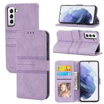 Dteck Wallet Case for Samsung Galaxy S21,Shockproof Full Protection Premium PU Leather Flip Card Slots Magnetic Folio Folding Kickstand Phone Cover with Wrist Strap,Lightpurple