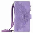 thumbnail image 1 of Dteck Wallet Case for Samsung Galaxy S21 Ultra, Embossed Floral Case Crossbody Strap for Women & Men Magnetic Closure Wallet Card Holder Flip Stand Shockproof Protective Cover, purple, 1 of 1