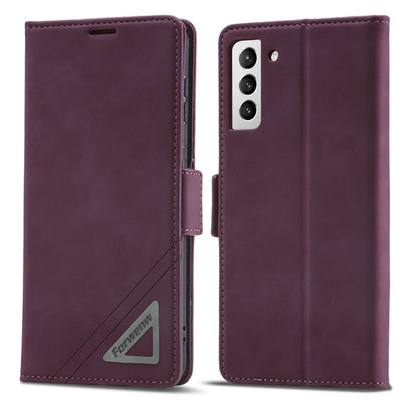 Dteck Wallet Case for Samsung Galaxy S21+,Ultra Slim PU Leather and Soft TPU with Shockproof Magnetic Card Slots Flip Case for Samsung Galaxy S21+ 6.7 inch,Winered