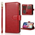 thumbnail image 1 of Dteck Wallet Case for Samsung Galaxy S22 Plus, Premium PU Leather Zipper Flip 9 Card Slots Wallet with Wrist Strap Magnetic Closure Built-in Kickstand Protective Case,Red, 1 of 5