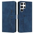 thumbnail image 1 of Dteck Wallet Case for Samsung Galaxy S22 Ultra 6.8 Inch, PU Leather with Embossed Pattern Card Slots & Cash Pockge Kick Stand Scratchproof Splash-proof  Case For Samsung Galaxy S22 Ultra, Blue, 1 of 10