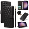 thumbnail image 1 of Dteck Wallet Case for Samsung Galaxy S22 Ultra with Wrist Strap Shoulder Strap, Shockproof Magnetic Multiple Card Slots Purse PU Leather Stand Phone Cover, Black, 1 of 8