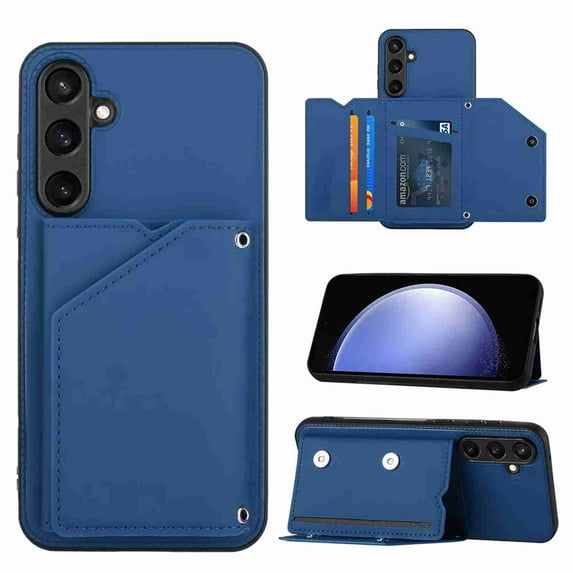 Dteck Wallet Case for Samsung Galaxy S23 FE,Slim Lightweight PU Leather Flip Folio Purse Stand Phone Cover with Card Holder Slots Magnetic Closure Soft Silicone Bumper Case,Blue