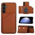thumbnail image 1 of Dteck Wallet Case for Samsung Galaxy S23 FE,Slim Lightweight PU Leather Flip Folio Purse Stand Phone Cover with Card Holder Slots Magnetic Closure Soft Silicone Bumper Case,Brown, 1 of 7