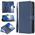 thumbnail image 1 of Dteck Wallet Case for Samsung Galaxy S23 Plus,Magnetic Leather 9 Card Slots Kickstand Zipper Cash Pocket Shockproof Full Body Protection Cover with Wrist Strap for Galaxy S23 Plus, Blue, 1 of 8