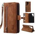 thumbnail image 1 of Dteck Wallet Case for Samsung Galaxy S23 Ultra,Magnetic Handbag Zipper Pocket PU Leather Cover Flip with 9 Card Slots and Wrist Strap Folio TPU Inner Stand Case,Brown, 1 of 8