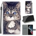 thumbnail image 1 of Dteck Wallet Case for Samsung Galaxy S23 Ultra, Shockproof Magnetic Folio Flip Cover with Anti-Lost Strap Slim Fit Patterned Wallet Phone Case, White Clawed Cat, 1 of 10