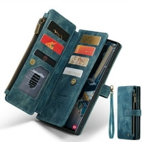 Dteck Wallet Case for Samsung Galaxy S24,Magnetic Retro Leather Case Flip Folio Zipper Purse with Card Holder Slot Kickstand Shockproof Phone Cover for Samsung Galaxy S24 5G,Blue