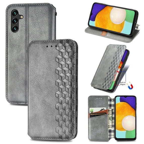 Dteck Wallet Case For Samsung Galaxy S25, Shockproof Premium PU Leather Flip Folio Case RFID Blocking Card Slots Magnetic Closure and Stand Business Case, Gray
