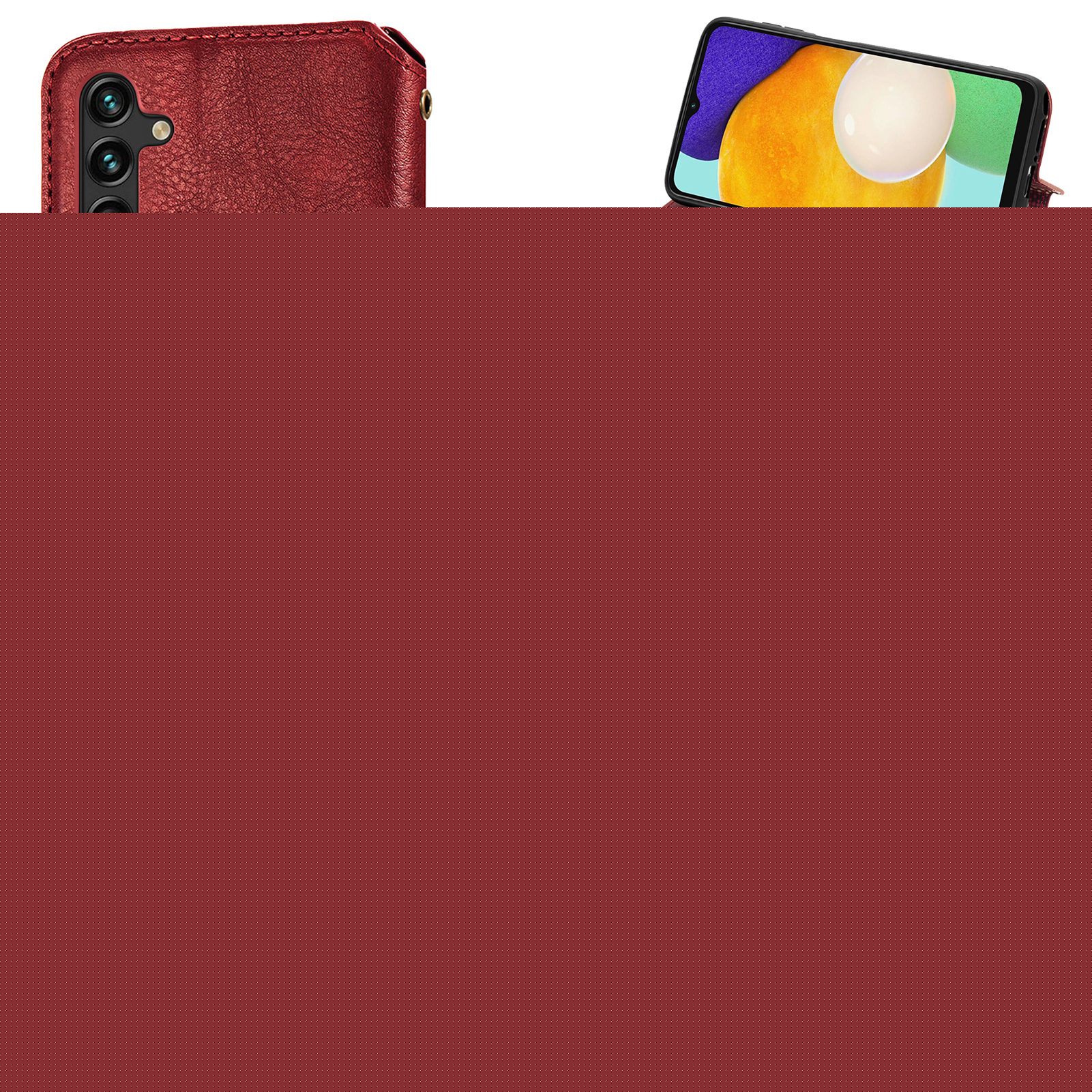 Dteck Wallet Case For Samsung Galaxy S25, Shockproof Premium PU Leather Flip Folio Case RFID Blocking Card Slots Magnetic Closure and Stand Business Case, Red