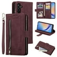 thumbnail image 1 of Dteck Wallet Case for Samsung Galaxy S25 Ultra, Shockproof Zipper Wallet Pocket 9 Card Holder Slots Handbag Case Magnetic Closure Kickstand with Wrist Strap TPU Flip Cover,Winered, 1 of 8