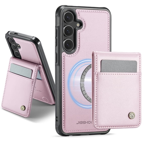 Dteck Wallet Case for Samsung Galaxy S26 Compatible with MagSafe Accessory for Men Women, Shockproof Detachable Magnetic Wallet Phone Case with Card Slot Holder RFID Blocking, Pink