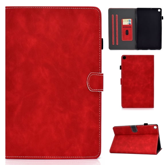 Dteck Wallet Case For Samsung Galaxy Tab A 8" SM-T290 (2019 Released),Magnetic Folio Retro Leather Card Holder Cover Kickstand Shockproof Protective ,Red
