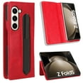 thumbnail image 1 of Dteck Wallet Case for Samsung Galaxy Z Fold 5 5G, Shockproof PU Leather Flip Folio Card Slots RFID Blocking with S Pen Holder Kickstand Phone Cover 7.6 Inch for Galaxy Z Fold5 5G (2023),Red, 1 of 7