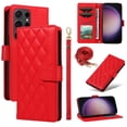 thumbnail image 1 of Dteck Wallet Case for Samsung S25 Ultra with Wrist Strap Shoulder Strap, Shockproof Magnetic Multiple Card Slots Purse PU Leather Stand Phone Cover, Red, 1 of 9