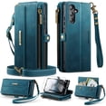 thumbnail image 1 of Dteck Wallet Case with Tempered Glass Screen Protector for Samsung Galaxy S25,Magnetic Leather RFID Blocking Card Slots Case Stand Bag Cover with Crossbody and Wrist Strap for Women Girls,Green, 1 of 7