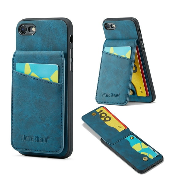 Dteck Wallet Case for Apple iPhone SE 2022 2020 / iPhone 7 Case, iPhone 8 Case, PU Leather Flip Kickstand Card Slots Phone Case,Blue