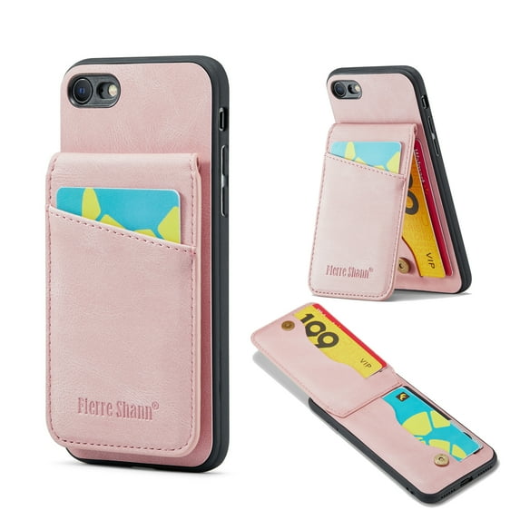 Dteck Wallet Case for Apple iPhone SE 2022 2020 / iPhone 7 Case, iPhone 8 Case, PU Leather Flip Kickstand Card Slots Phone Case,Pink