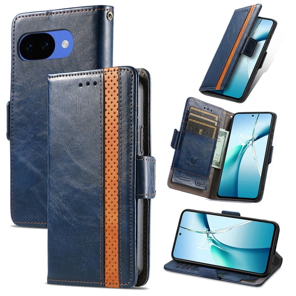 Dteck Wallet Case for Google Pixel 10A 2026, RFID Blocking 3 Card Holders Kickstand Shockproof Leather Flip Folio Cover,Dark Blue