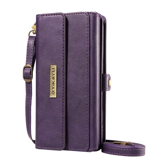 Dteck Wallet Case for Google Pixel 8, RFID Blocking Card Holder PU Leather Crossbody Strap Magnetic Snap Zipper Purse Shockproof Phone Cover,Purple