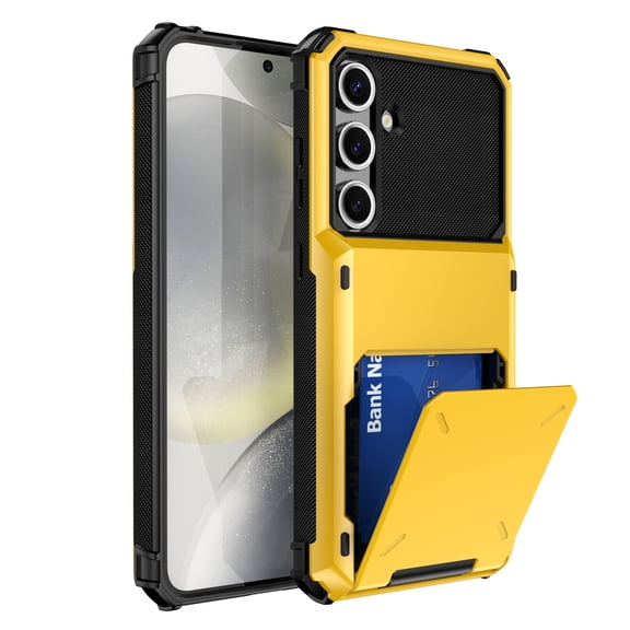 Dteck Wallet Case for Samsung Galaxy S26 Plus with 4 Card Credit Holder Slot Shockproof Hybrid Heavy Duty Protection Armor Back Phone Cover, Yellow