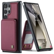 Dteck Wallet Case for Samsung Galaxy S26 Ultra, RFID Blocking Credit Card Slots Kickstand Shockproof Protective Cover,Red