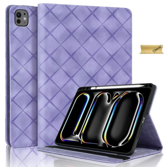 Dteck Wallet Case for iPad Pro 13 inch 2024,Shockproof Leather Smart Case Built-in Card Slots Folio Kickstand Cover for iPad Pro 13-in. (M4) ,Purple