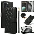thumbnail image 1 of Dteck Wallet Case for iPhone 11 with Wrist Strap Shoulder Strap, Shockproof Magnetic Multiple Card Slots Purse PU Leather Stand Phone Cover, Black, 1 of 10