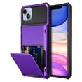 thumbnail image 1 of Dteck Wallet Case for iPhone 14,Shockproof Rubber Rugged 4-Card Credit Holder Slots Cover Hybrid Heavy Duty Protection Armor Phone Back Case,Purple, 1 of 6