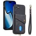 thumbnail image 1 of Dteck Wallet Case for iPhone 16E, Shockproof with Wrist Strap and Card Slot Shell Premium PU Leather Magnetic Anti Scratch Cover, Black, 1 of 7