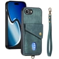 thumbnail image 1 of Dteck Wallet Case for iPhone 16E, Shockproof with Wrist Strap and Card Slot Shell Premium PU Leather Magnetic Anti Scratch Cover, Green, 1 of 7