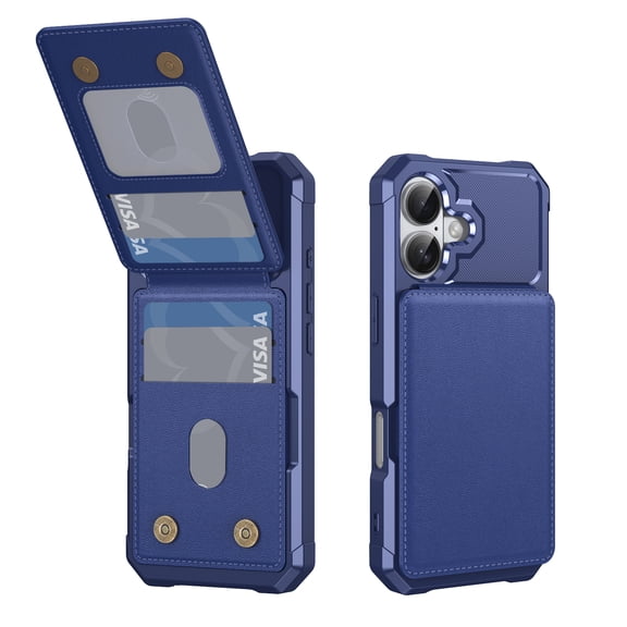 Dteck Wallet Case for iPhone 17,Magnetic Leather Card Holder Pocket Flip Case Shockproof Kickstand Rubber Back Cover for iPhone 17,Darkblue