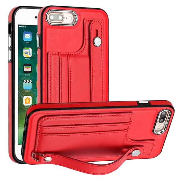 Dteck Wallet Case for iPhone 8 Plus / iPhone 7 Plus 5.5 Inch with Kickstand Leather Card Holder, Phone Protective Back Cover,Red