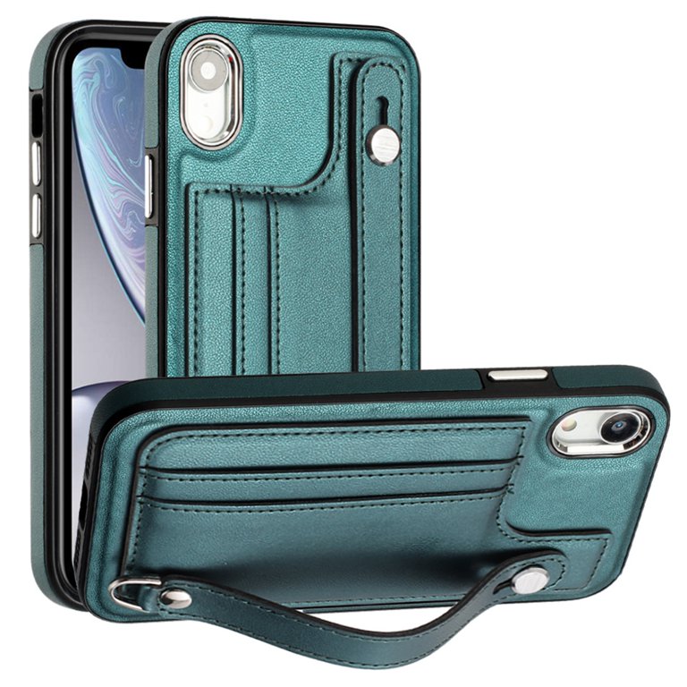 Back Cover Green Iphone Xr Case Dteck Wallet Case For IPhone XR, IPhone XR Case With Kickstand Leather Card  Holder, Phone Protective Back Cover,Green