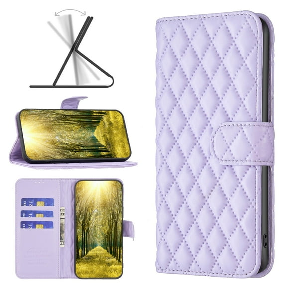 Dteck Wallet Case for iPhone 11 6.1 Inch, Diamond Pattern PU Leather Wallet Case With Kickstand Card Slots Magnetic Closure Shockproof Case for iPhone 11, Purple