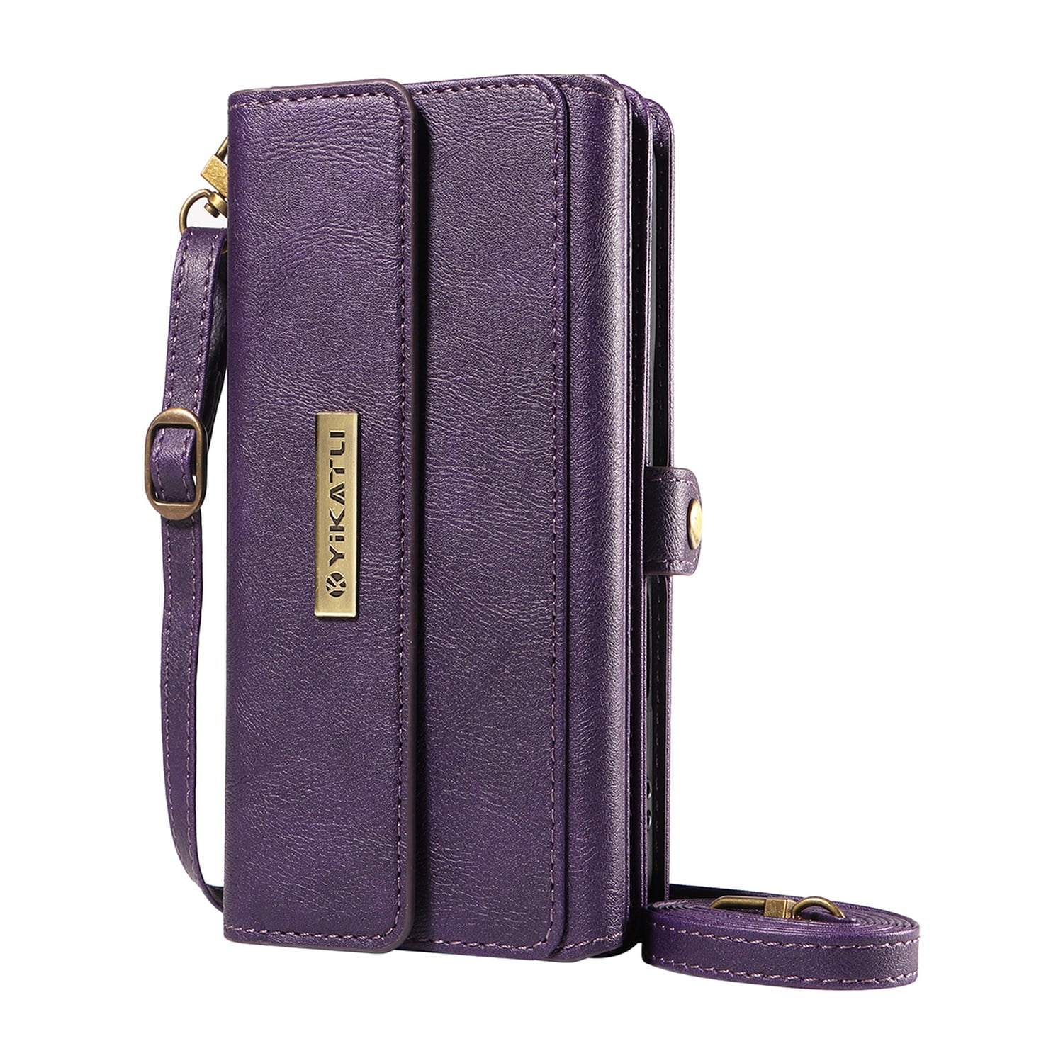 Dteck Wallet Case for iPhone 11 Pro Max, RFID Blocking Card Holder PU Leather Crossbody Strap Magnetic Snap Zipper Purse Shockproof Phone Cover,Purple