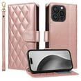 thumbnail image 1 of Dteck Wallet Case for iPhone 12 Pro / 12 6.1" with Wrist Strap Shoulder Strap, Shockproof Magnetic Multiple Card Slots Purse PU Leather Stand Phone Cover, Rosegold, 1 of 12