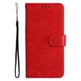 thumbnail image 1 of Dteck Wallet Case for iPhone 13 Embossed Sunflower Pattern PU Leather Case with Card Slots Lanyard Shockproof Protective Cover 6.1 inch,For iPhone 13,Red, 1 of 6