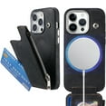 thumbnail image 1 of Dteck Wallet Case for iPhone 13 Pro Compatible with MagSafe Zipper Pocket Wallet PU Leather Flip Case with Credit Card Slots Holder Wireless Charging,Black, 1 of 11