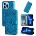 thumbnail image 1 of Dteck Wallet Case for iPhone 13 Pro Embossed Sunflower Pattern PU Leather Case with Card Slots Lanyard Shockproof Protective Cover For iPhone 13 Pro 6.1 inch,Blue, 1 of 6