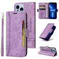 thumbnail image 1 of Dteck Wallet Case for iPhone 13 Pro Max Card Slots Holder Wrist Strap Lanyard Handbag Cover, PU Leather Shockproof Kickstand Magnetic Clasp Flip Folio Case for iPhone 13 Pro Max 6.7 Inch,Purple, 1 of 15